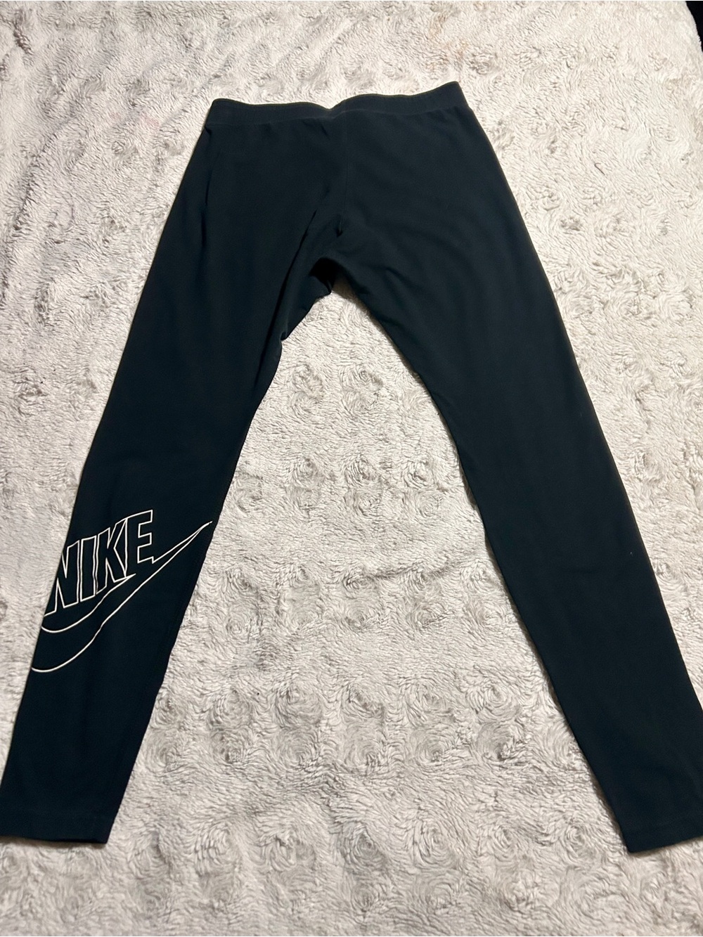 Nike Black Leggings with White Logo Medium